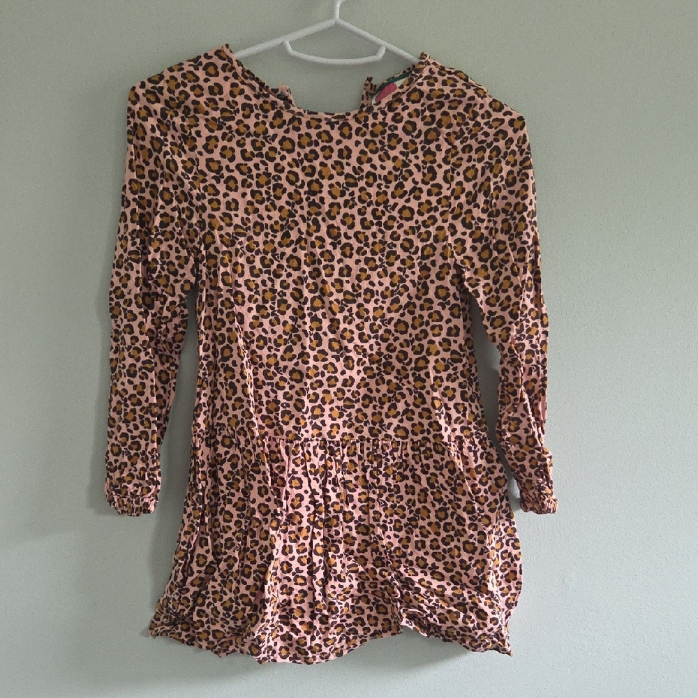 Mini Boden Pink and Brown Leopard Print Dress